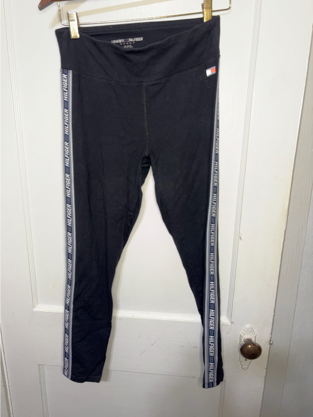 Tommy Hilfiger Black Logo-Trim Girls Leggings